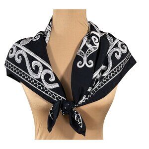 Constantino Roma Square Scarf Black White Filigree (READ)